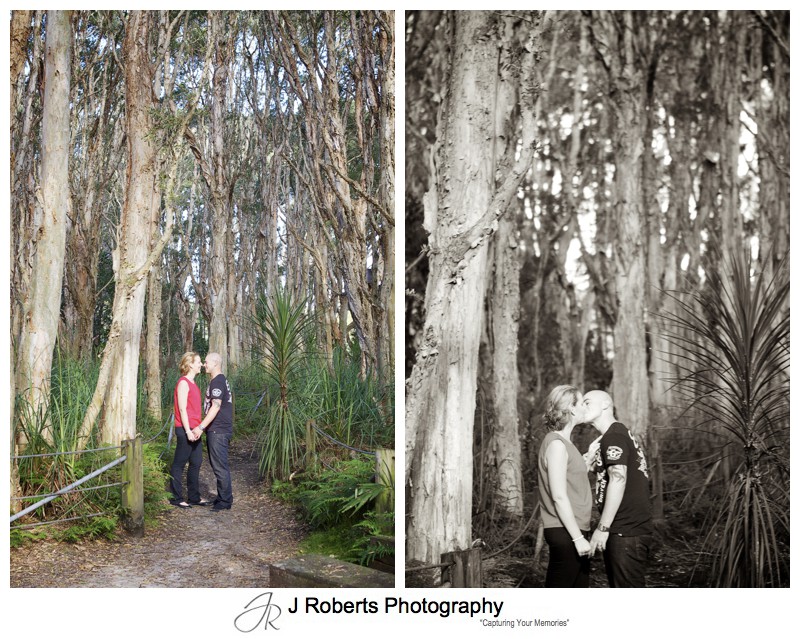 couple kissing in the trees centennial park - couple portrait photography - sydney