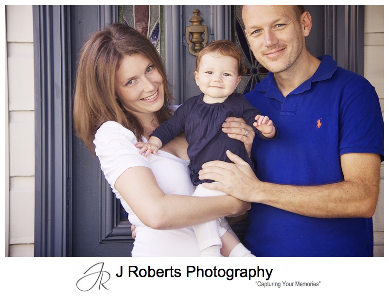 Portrait of family in front of family home balmain - family portrait photography sydney