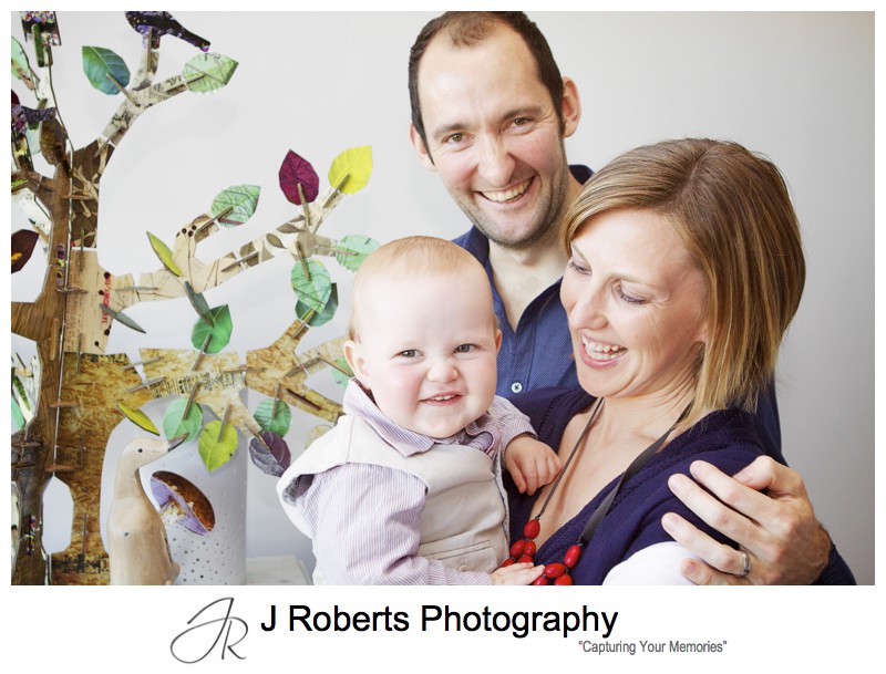 Family portrait with parents and little 11 month old boy - family portrait photography sydney