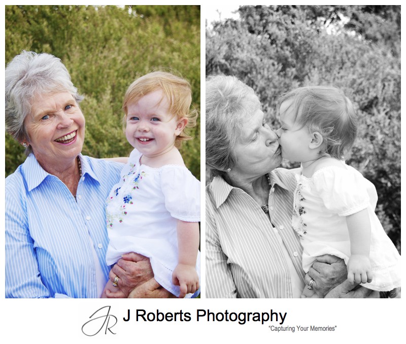 Portraits of a toddler with her grandma - family portrait photography sydney