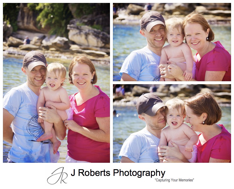 Portraits of a family of 3 at the beach - family portrait photography sydney