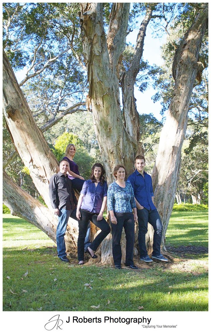 Family portrait in the paperbark trees at Centennial Park Sydney - family portrait photography sydney