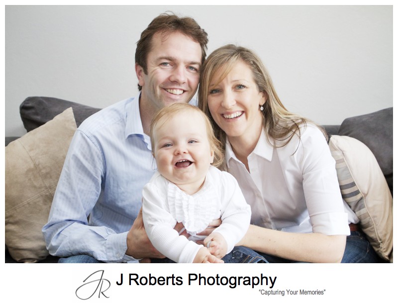 Family portrait with parents and baby girl - family portrait photography sydney