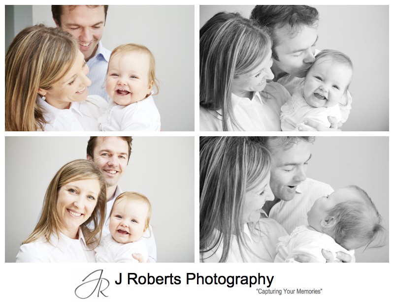 Family portraits with laughing baby girl - family portrait photography sydney