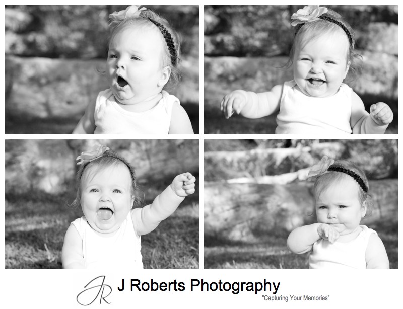 B&W portraits of a baby girl in the park - family portrait photography sydney