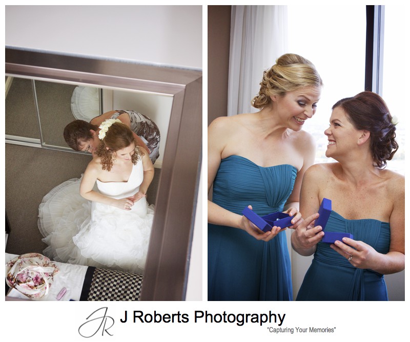 Brides presents to bridesmaids - wedding photography sydney