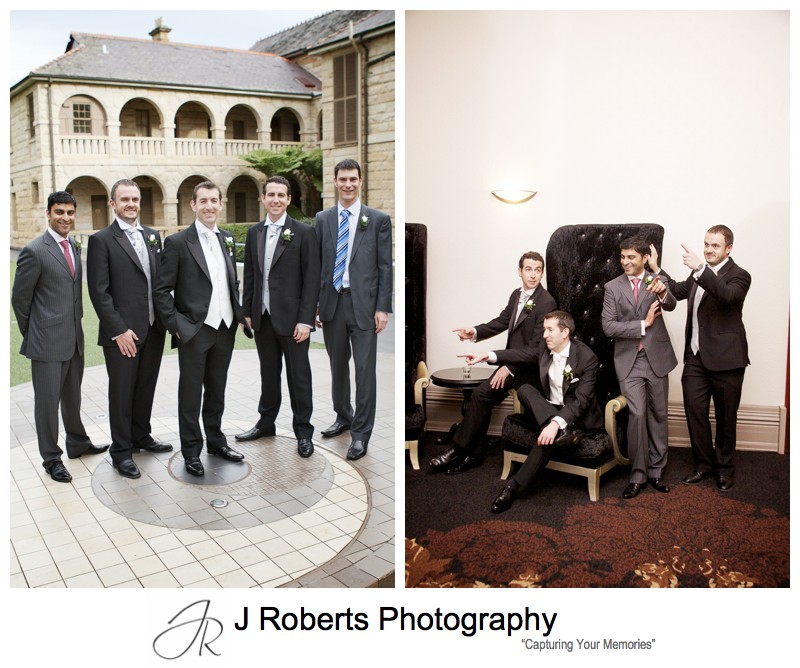 Groom with groomsmen at Curzon Hall - wedding photography sydney