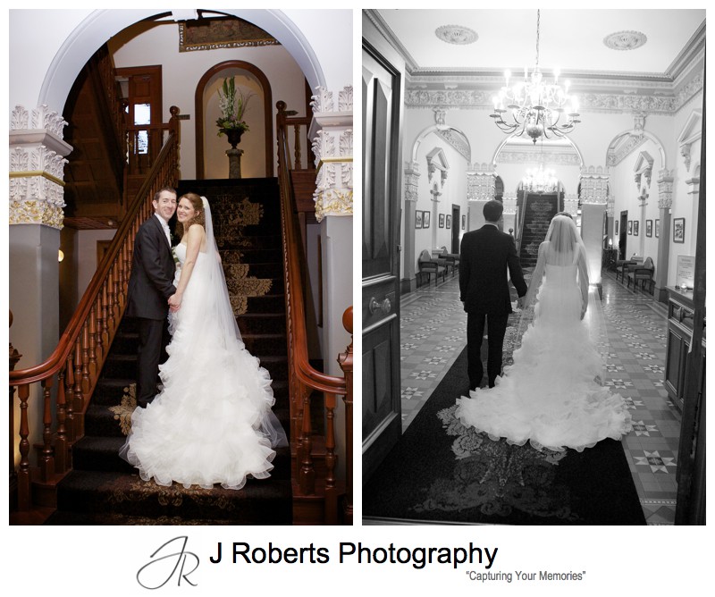 Portraits on the staircase at Curzon Hall - wedding photography sydney