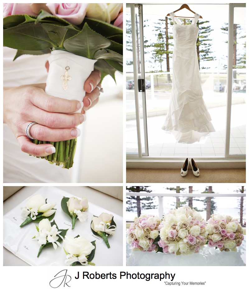 Brides wedding details and dusky pink roses - wedding photography sydney