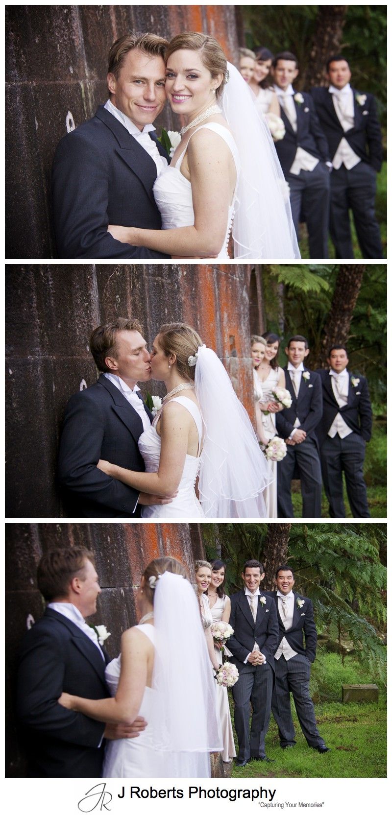 Bridal couple with bridal party watching - wedding photography sydney