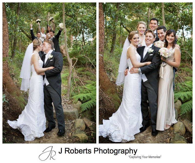 Bridal party in coastal bush - wedding photography sydney