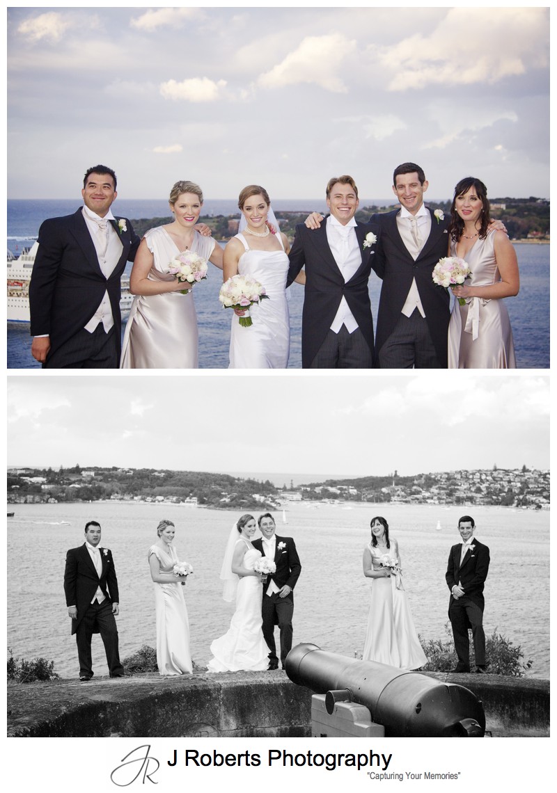 Fun with the bridal party and Sydney Harbour - wedding photography sydney