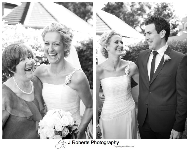 B&W portraits of a bride with her mother and brother - wedding photography sydney
