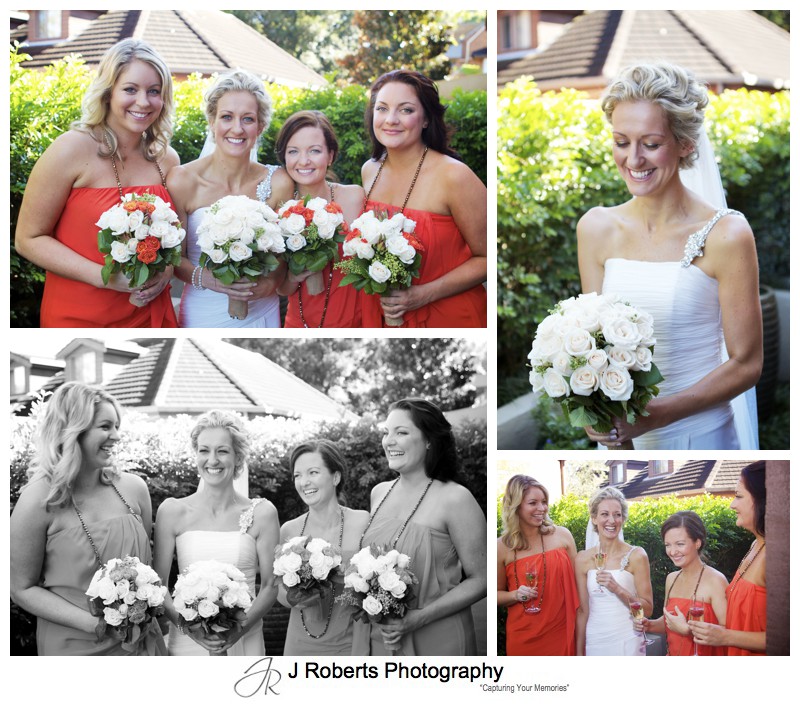 Bride celebrating with her bridesmaids - wedding photography sydney