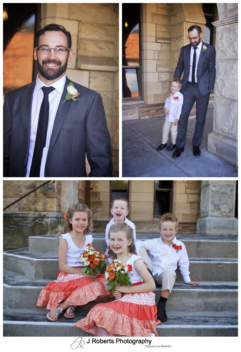 Groom with young attendants pre ceremony - wedding photography sydney