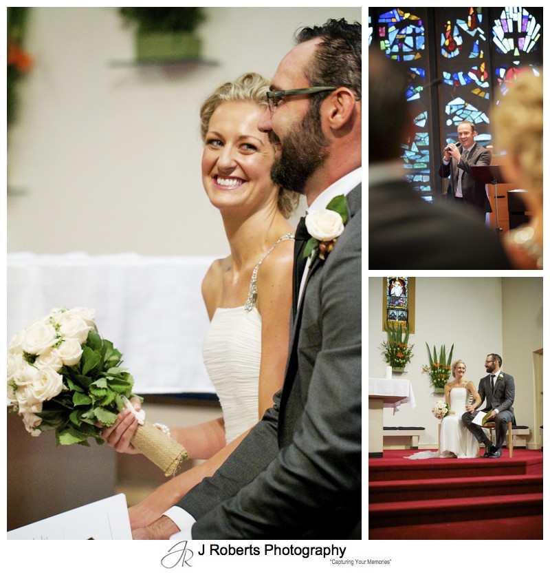 Bride and groom during church wedding ceremony - wedding photography sydney