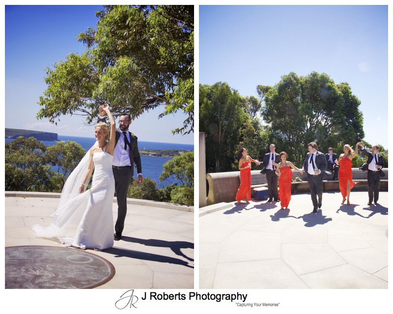 Couple and bridal party dancing at Georges Heights - wedding photography sydney