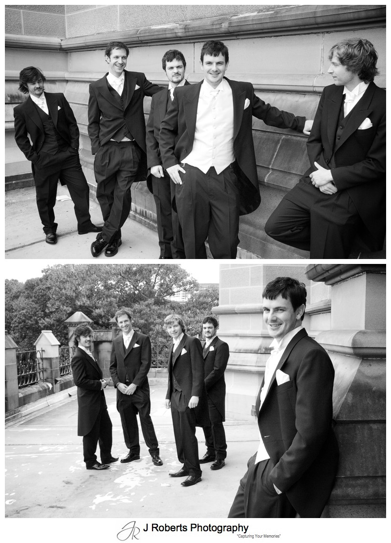 Groom with his groomsmen at St Mary's Cathedral - wedding photography sydney