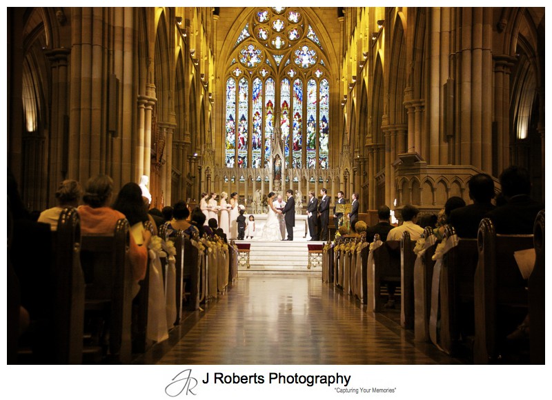 Bride and groom at the altar at St Mary's Cathedral - wedding photography sydney