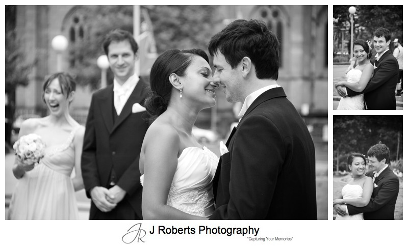 B&W photos of couple in Hyde Park - wedding photography sydney