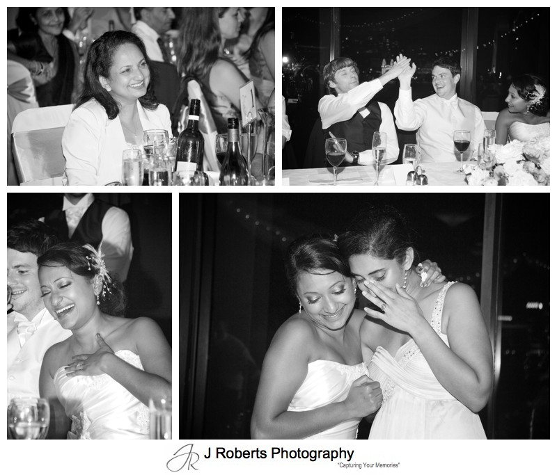 Reactions to speeches at wedding reception - wedding photography sydney