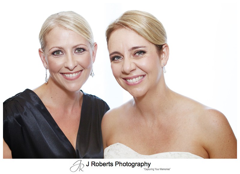 Bridal portrait with sister bridesmaid - wedding photography sydney