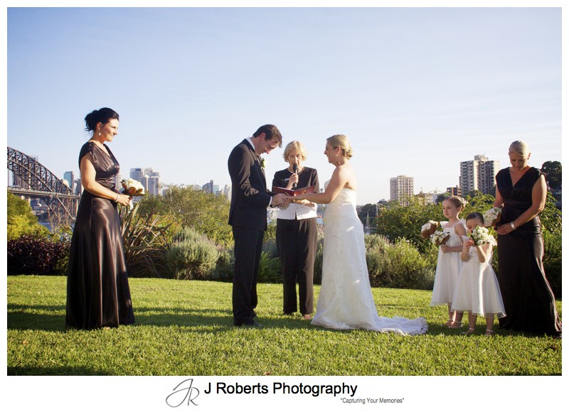 Exchanging vows in Clark Park Lavender Bay - wedding photography sydney