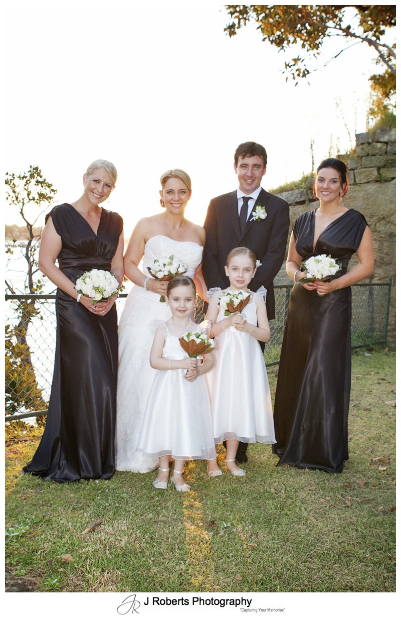Bridal party in the setting sun - wedding photography sydney