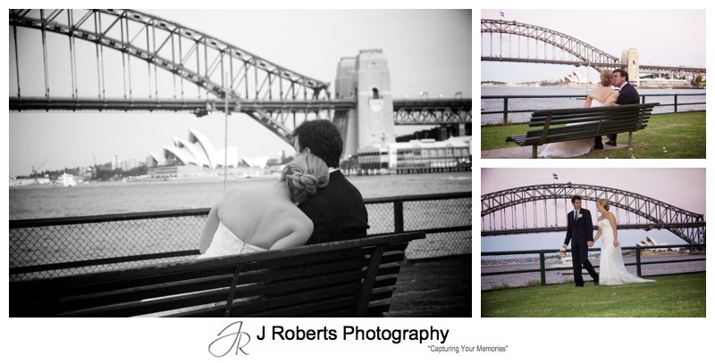 Looking over twilight on Sydney harbour - wedding photography sydney