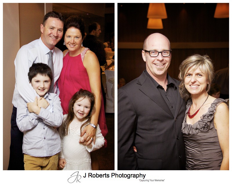 Couple and family portraits at wedding reception - wedding photography sydney