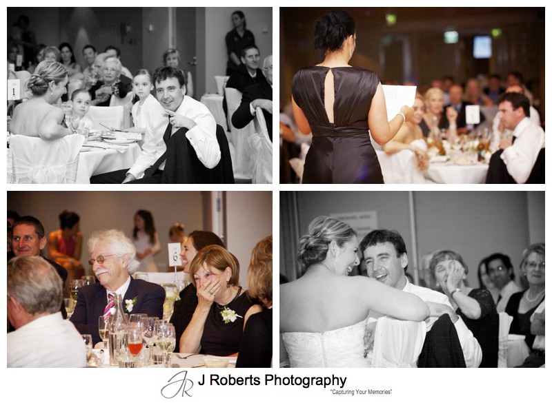 Reactions to wedding speeches - wedding photography sydney
