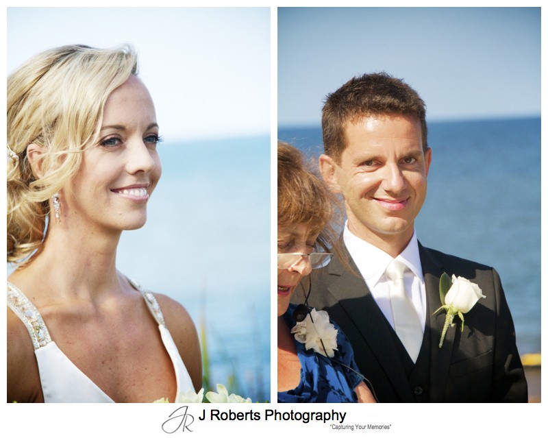 Bride and groom smiling during wedding ceremony - wedding photography sydney