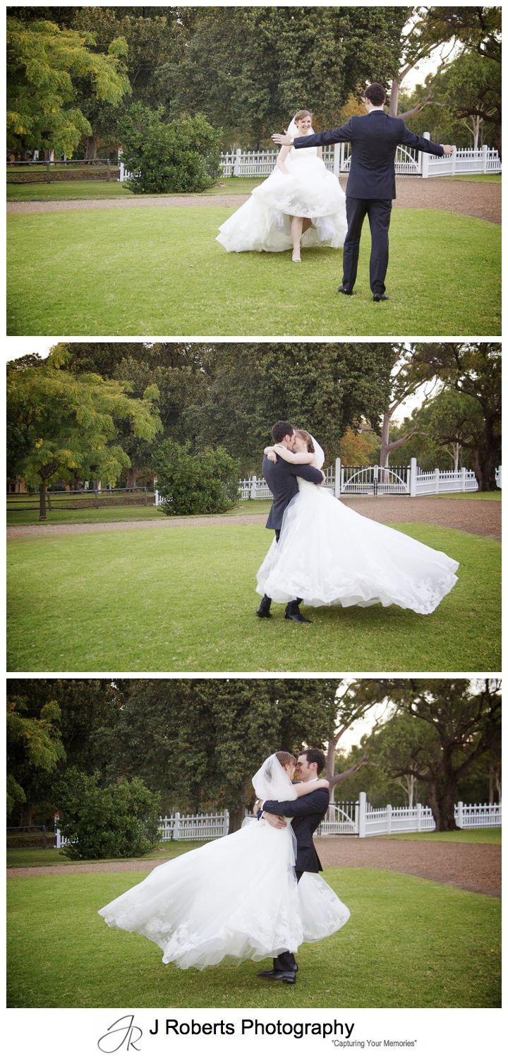 Groom swinging his bride in his arms - wedding photography sydney