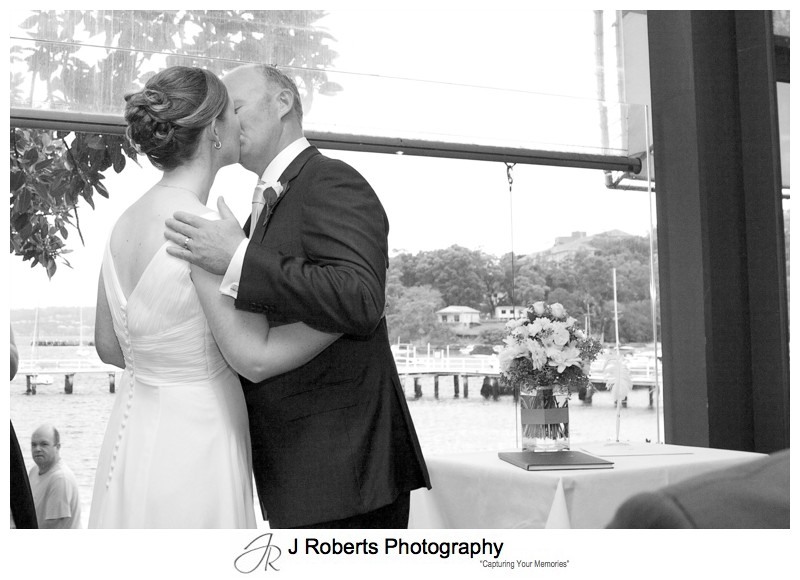 Couples first kiss - wedding photography sydney