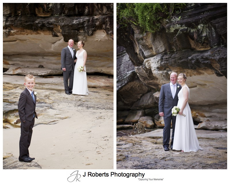 Wedding party at the sandstone rocks Balmoral Beach - wedding photography sydney