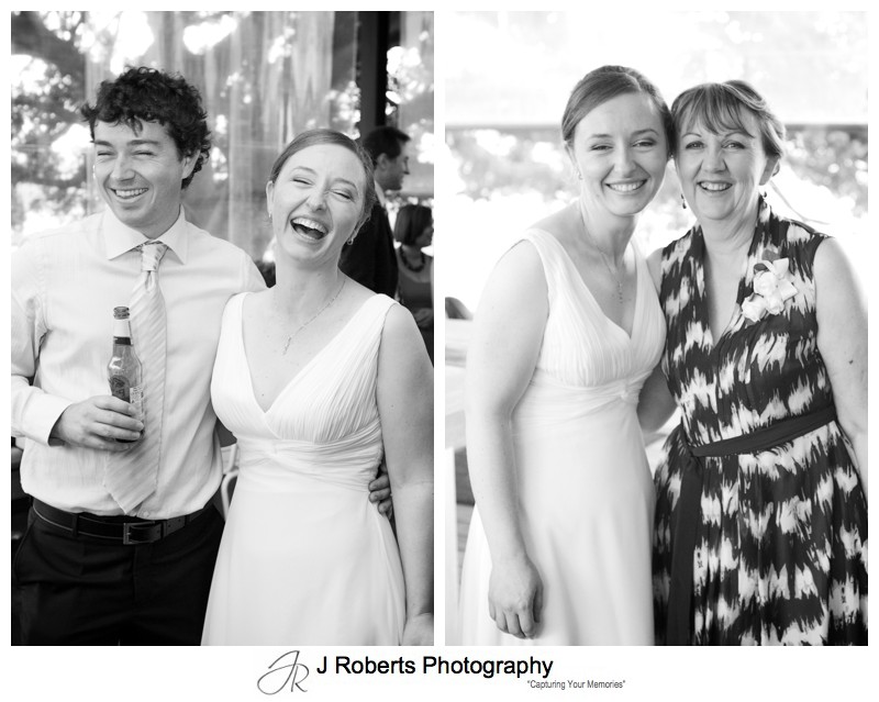 Bride with her mother and brother at wedding reception - wedding photography sydney