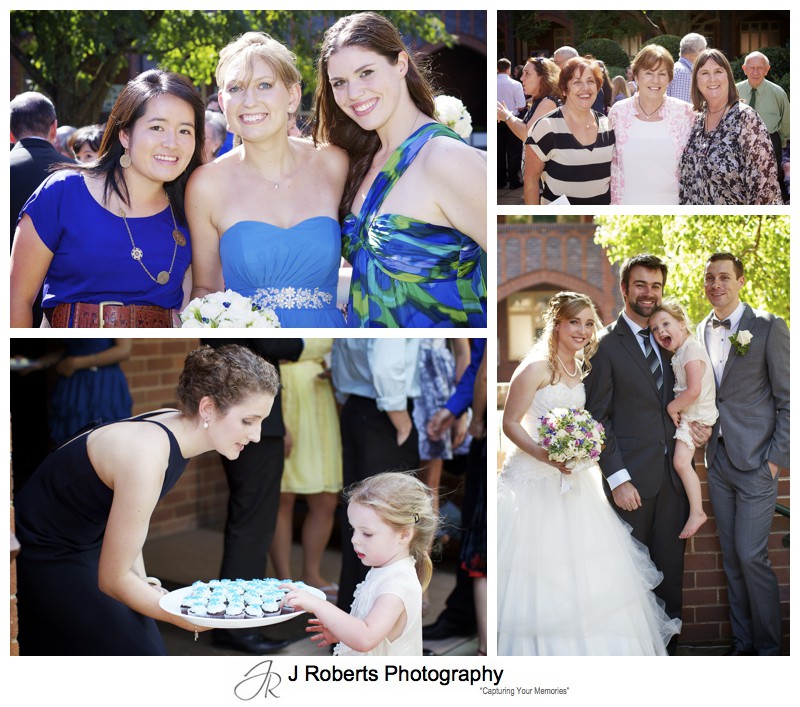Guests afternoon tea after ceremony on Pymble lawns - wedding photography sydney