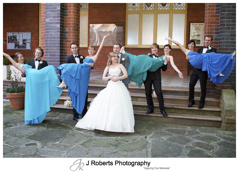 Bridal party fun photography - wedding photography sydney