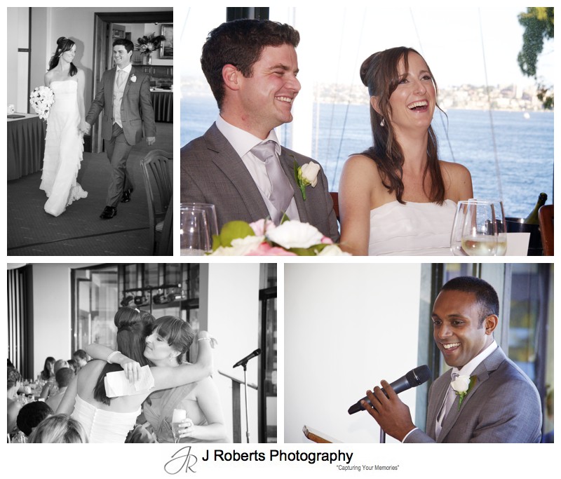 Bride and grooms arriving and wedding speeches - wedding photography sydney