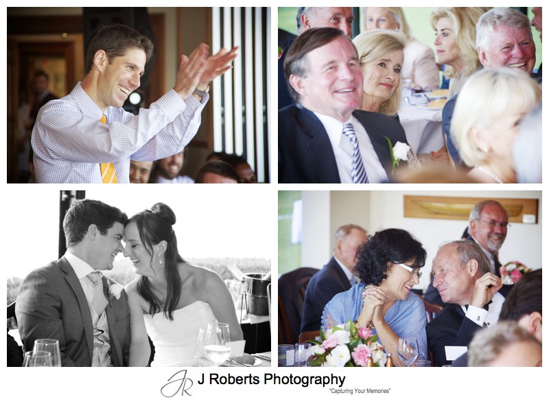 Guests laughing at wedding speeches = wedding photography sydney