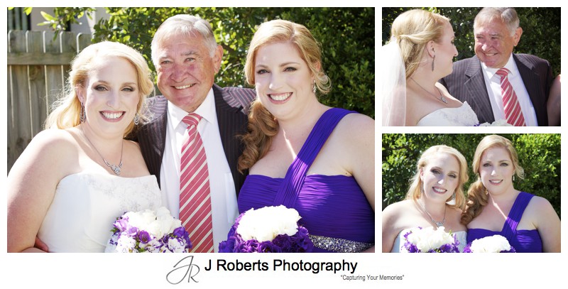 A bride with her bridesmaid and father - wedding photography sydney