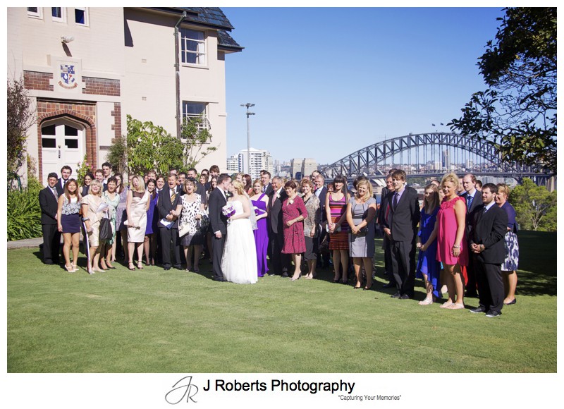 Wedding Group at Shore School lawns - wedding photography sydney