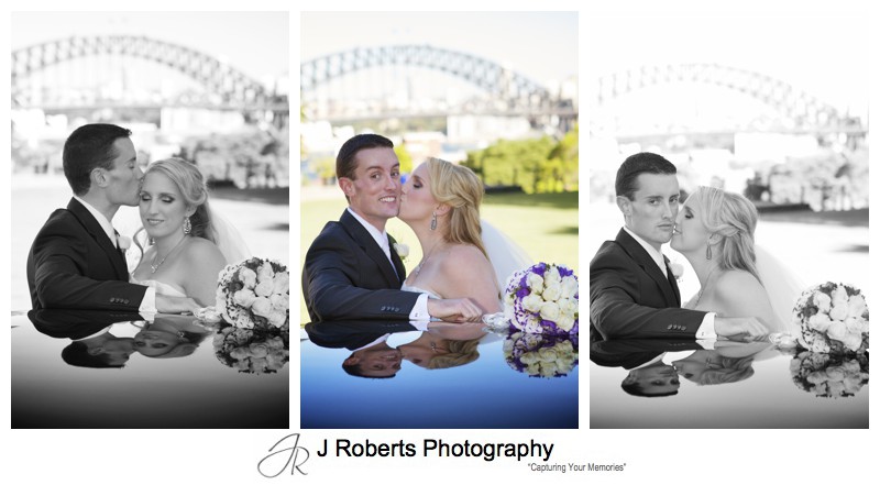 Bride and groom portraits with bridal cars - wedding photography sydney
