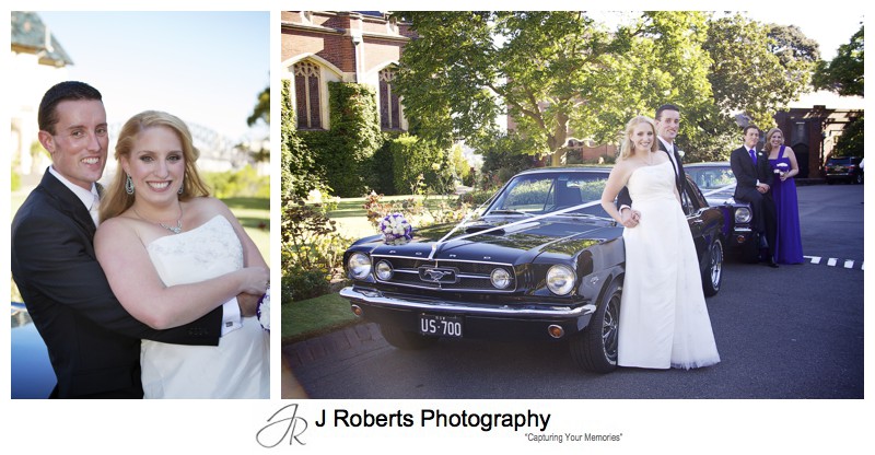 Bridal party with Mustang Sally cars - wedding photography sydney