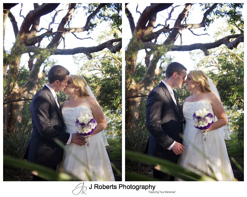 Couple kissing in australian bush - wedding photography sydney
