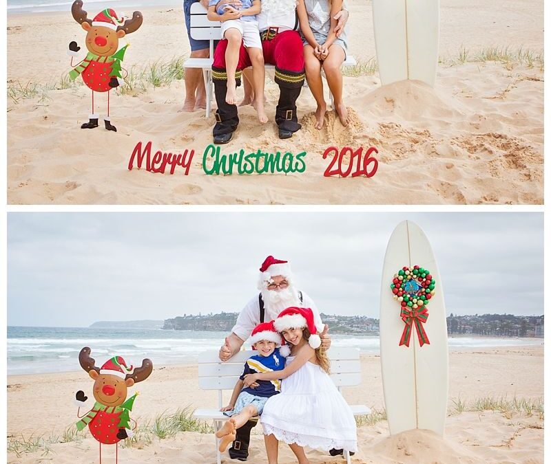 Aussie Santa Photos on the beach on the Northern Beaches Sydney – Aussie Santa Photos at Long Reef Beach – Sydney Photographer