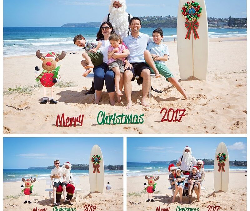 Last Aussie Santa Photo Sessions for 2017 on the beach at Long Reef – Professional Santa Photos on the Beach Sydney