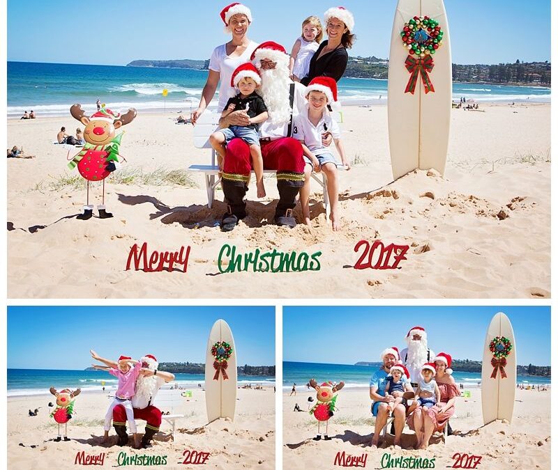 Santa photos on Long Reef Beach Sydney on a beautiful summers afternoon in December – Professional Santa Photography Sydney