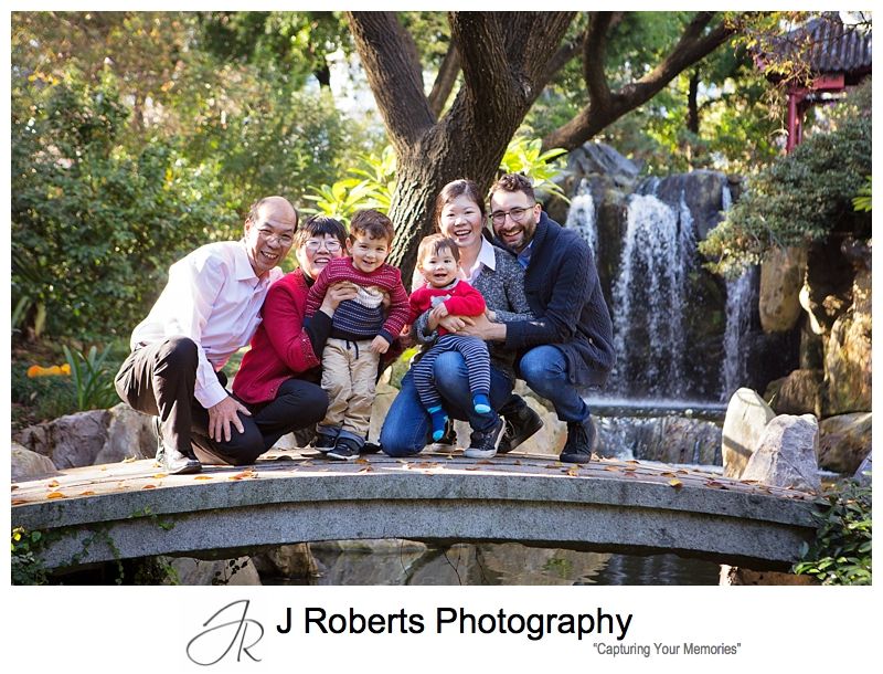 Family portrait photography Sydney – Chinese Gardens of Friendship Darling Harbour – 60th Birthday Present for the Grandparents