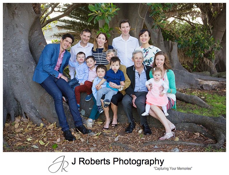 Multi Generation Extended Family Portrait Photography Session Sydney – Blues Point Reserve in Autumn – Sydney Professional Photo